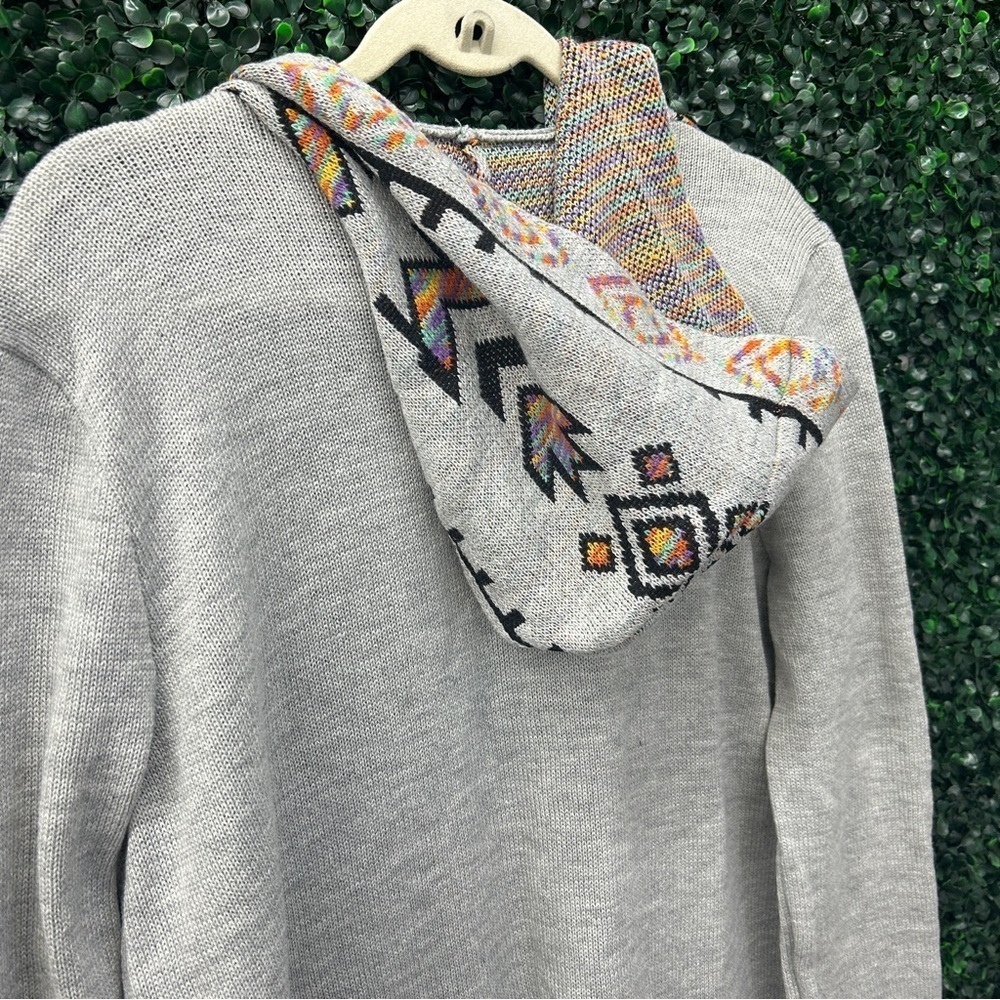 SHEIN EMERY ROSE Graphic Detail Cardigan W/ Hoodie - Size L! - Picture 6 of 7